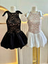 Women Lacey Sleeveless Flounce Mini Dresses